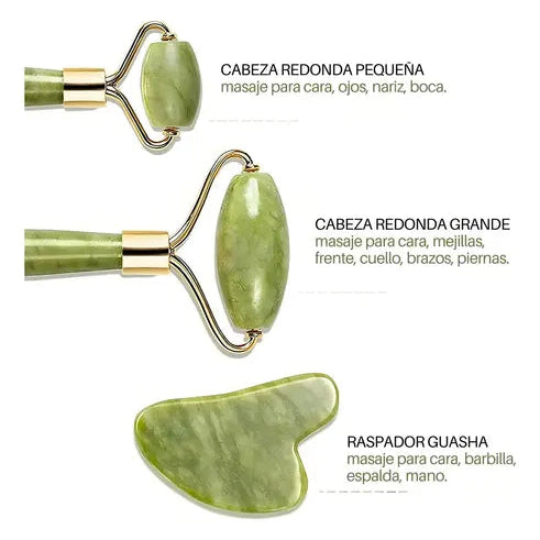 Rodillo Facial Jade + Piedra Gua Sha
